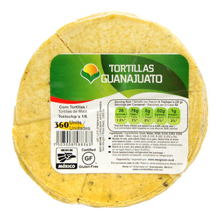 Tortillas de Maíz Amarillo Pre-Cortadas para Fritura  (360 unidades)-Guanajuato -1000g (Tortillas de Maïs Jaune Pré-Coupées pour Friture  (360 pièces))