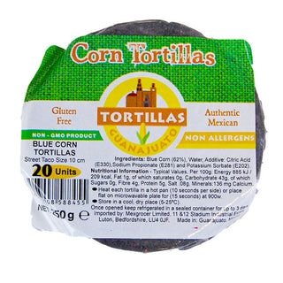 Tortillas de Maíz Azul 10cm (20 unidades)-Guanajuato -250g (Tortillas de Maïs Bleu 10cm (20 pièces))